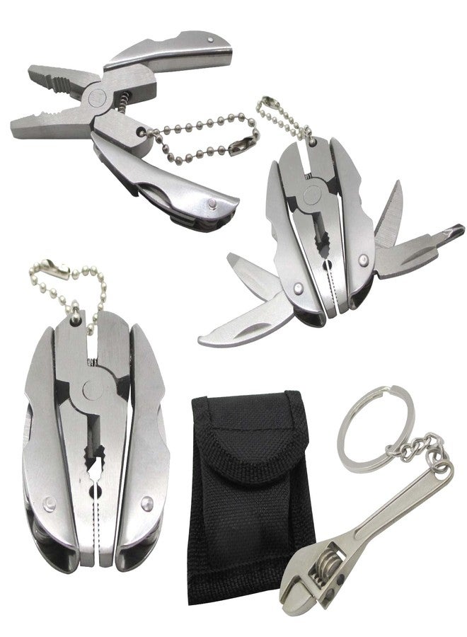 Gadgetime USA مجموعة أدوات Gadgetime USA متعددة الوظائف من الفولاذ المقاوم للصدأ مع مفتاح ربط صغير - مجموعة أدوات متعددة الاستخدامات 5 في 1 مع غلاف - مجموعة أدوات للتخييم والسيارات والأنشطة الخارجية - مجموعة أدوات متعددة EDC - Image 1