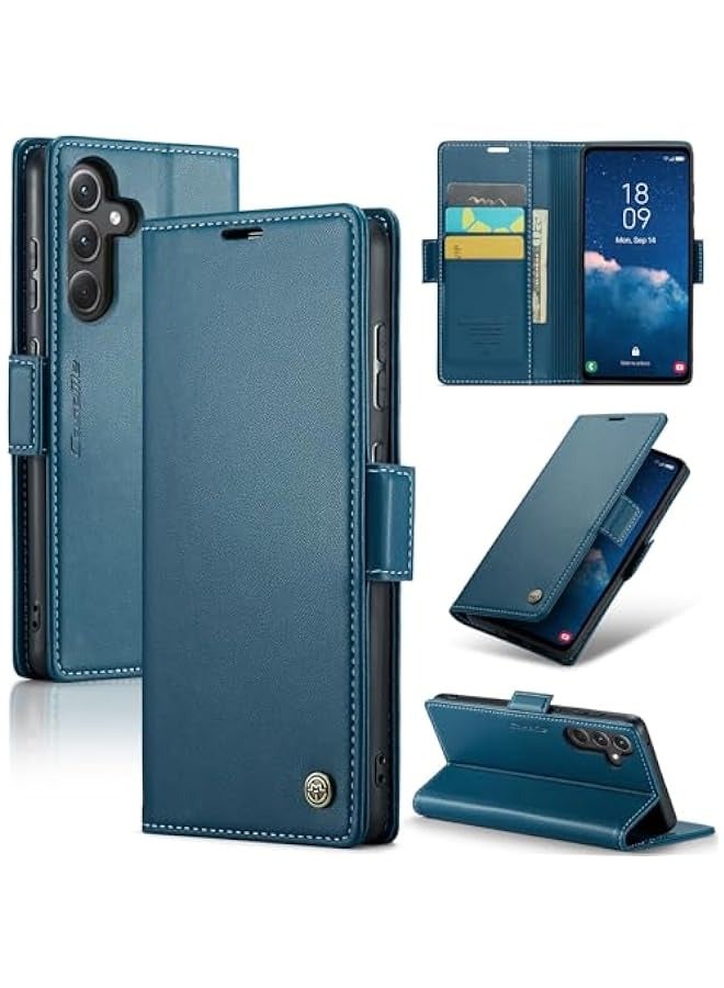 Samsung Galaxy A35 RFID Blocking Wallet Flip Case - Blue