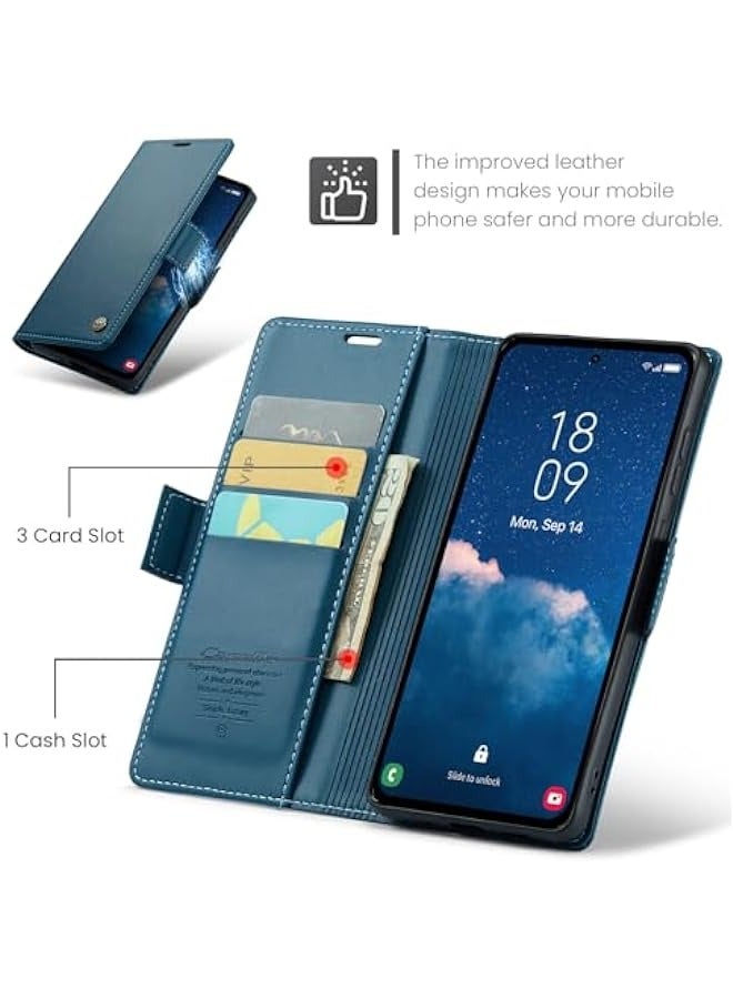 Samsung Galaxy A35 RFID Blocking Wallet Flip Case - Blue