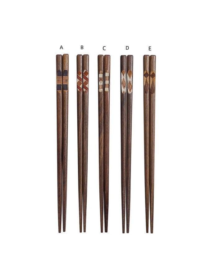 European Style Black Walnut Chopsticks Concave Wooden Chopsticks Household Chopsticks Sticker Chopsticks Gift Chopsticks Japanese Chopsticks-Color:E-Specifications:22.5CM  - Image 2