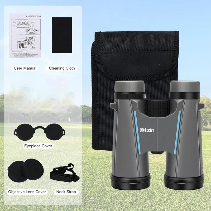 ETZIN منظار 12X42 مع تلسكوب احترافي مضاد للماء وضبابي مدمج - عدسة FMC مع منشور BAK4 لمشاهدة الطيور والمشي لمسافات طويلة ورصد النجوم والصيد والحفلات - EPL-1468IM - Image 4