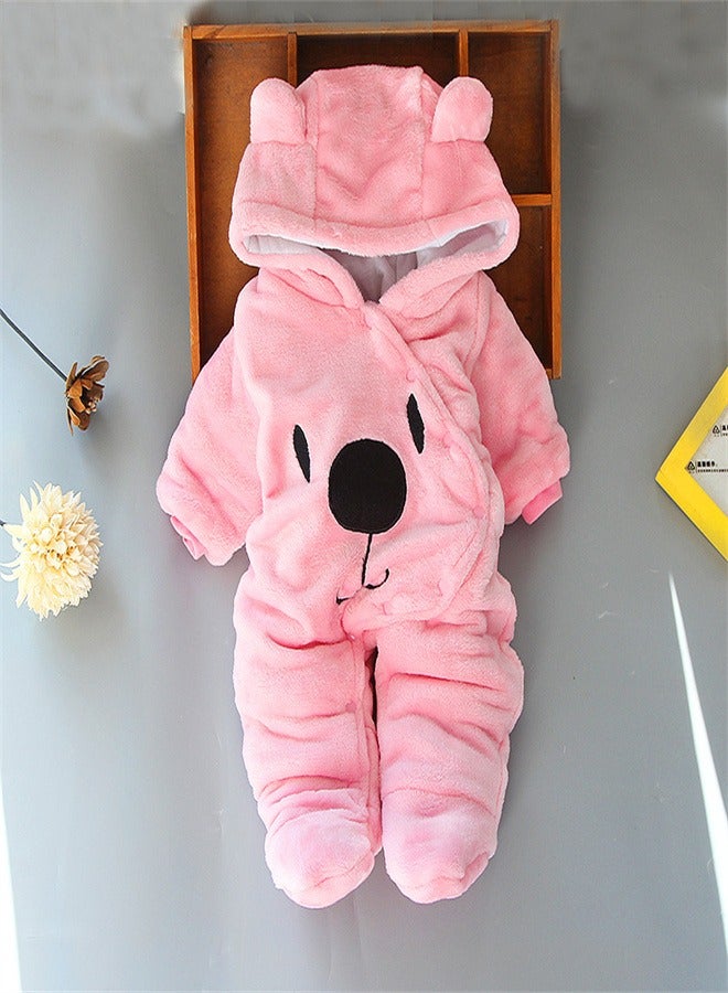 Loquat Squality Baby Thick Hooded Jumpsuit Pink - Image 1