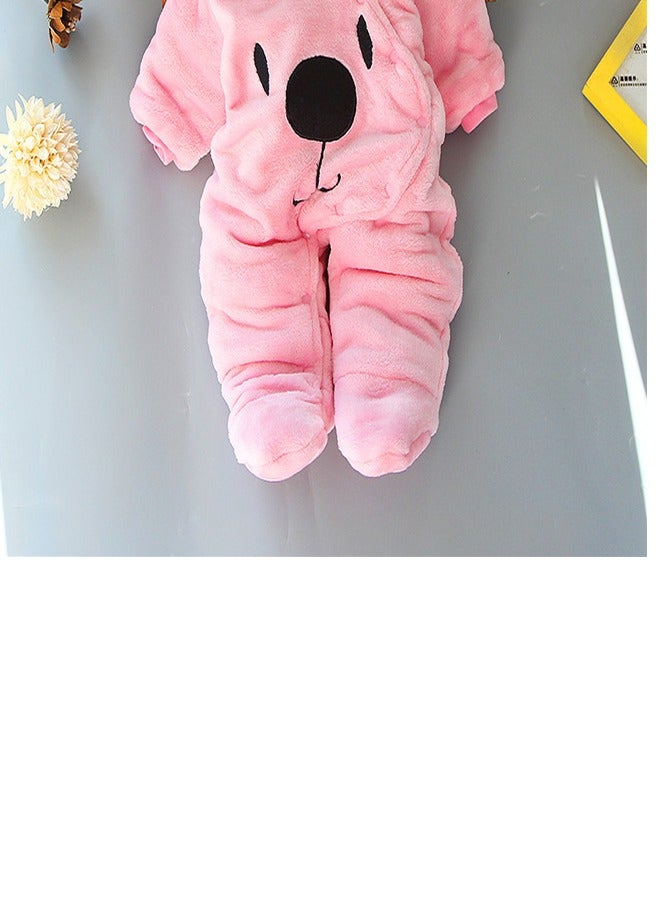 Loquat Squality Baby Thick Hooded Jumpsuit Pink - Image 2