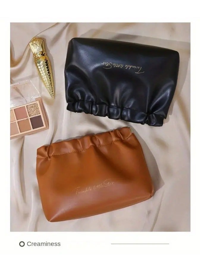 Rozino Ruched Makeup Bag For Purse, Cosmetic Bag Waterproof Pouch For Women, Coin Purse Self-closing Travel Lipstick Cosmetic Storage Bag - Image 2