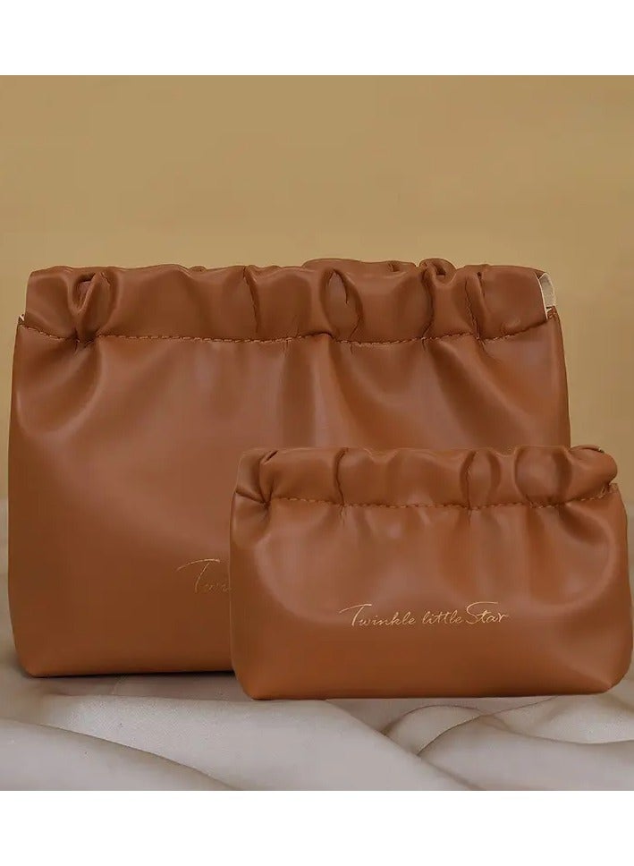 Rozino Ruched Makeup Bag For Purse, Cosmetic Bag Waterproof Pouch For Women, Coin Purse Self-closing Travel Lipstick Cosmetic Storage Bag - Image 1