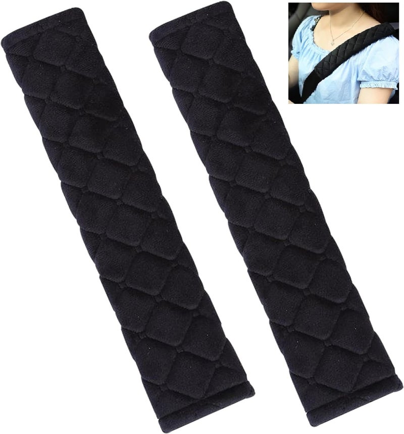 SARTE Car Seat Belt Cover for More Comfortable Driving Seat Belt Shoulder Pad for Adults and Children Universal Car Seat Belt Velvet Cushion Black Color (Pack of 2) - Image 1