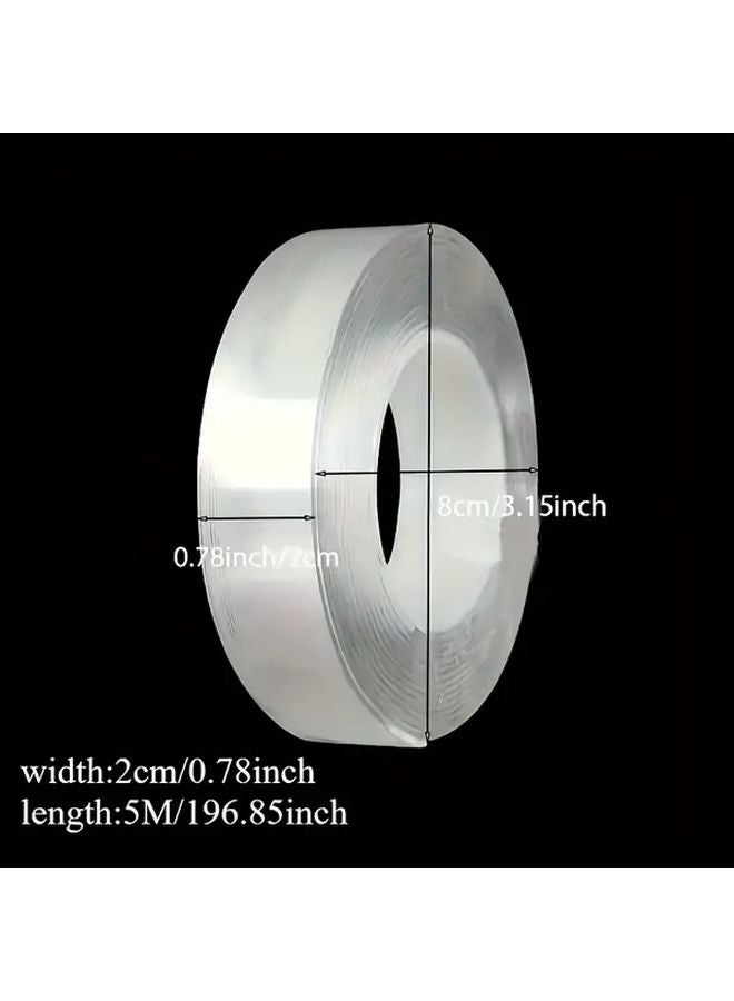 196.85 بوصة شريط أكريليك قوي مزدوج الوجه شفاف قابل لإعادة الاستخدام قابل للغسل للمطبخ الحمام المكتب تركيب السيارة - Image 1