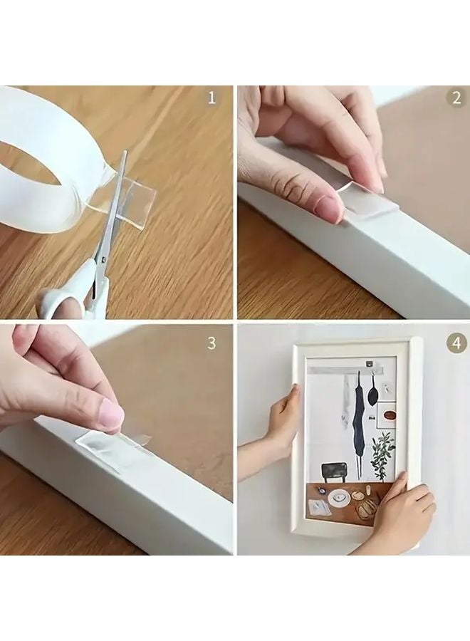 196.85 بوصة شريط أكريليك قوي مزدوج الوجه شفاف قابل لإعادة الاستخدام قابل للغسل للمطبخ الحمام المكتب تركيب السيارة - Image 3