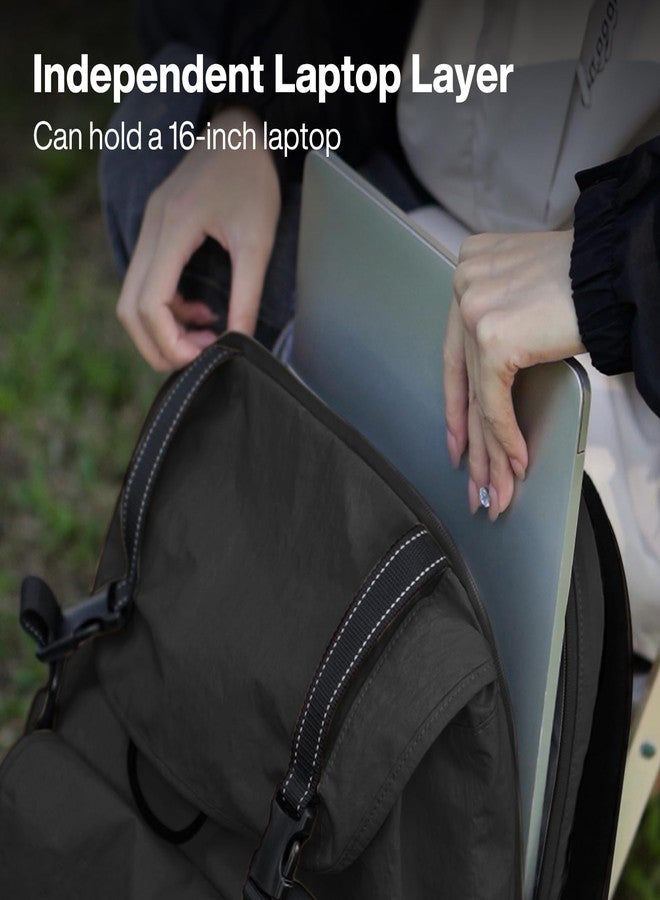 mixi Travel Backpack for Women Men, 18 Inch Carry On Laptop Backpack Flight Approved fits 16'' Laptop, Lightweight Waterproof Hiking Backpack Travel Outdoor Business Casual Daypack, Black - Image 3