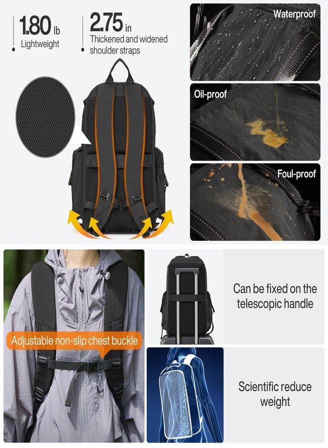 mixi Travel Backpack for Women Men, 18 Inch Carry On Laptop Backpack Flight Approved fits 16'' Laptop, Lightweight Waterproof Hiking Backpack Travel Outdoor Business Casual Daypack, Black - Image 4