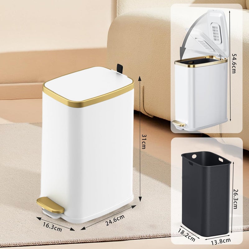 jjojcll Small Bathroom Trash Can with Lid - 7L Slim Garbage Can with Soft Close - Image 2
