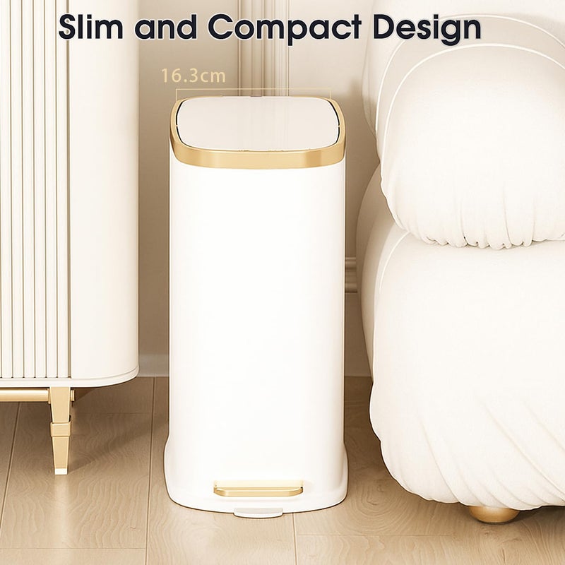 jjojcll Small Bathroom Trash Can with Lid - 7L Slim Garbage Can with Soft Close - Image 3