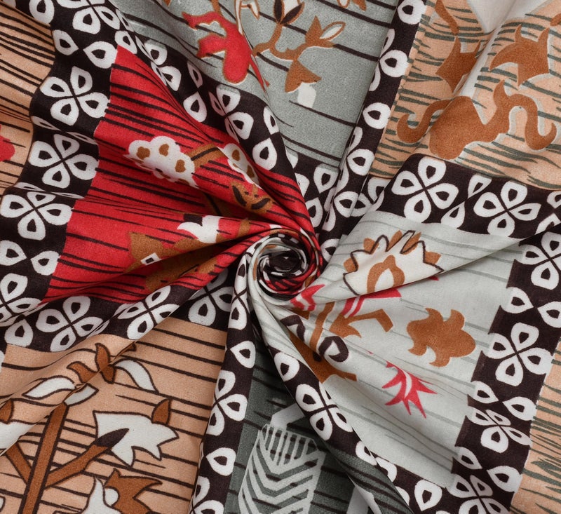 Furnofy Premium Christmas-Themed Geometric Printed Double Bedsheet Set – Multicolor (90x100 Inches) with 2 Pillow Covers – Flat Cotton Fabric - Image 3