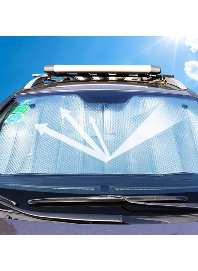 Car Windshield Sunshade, Front & Rear, Heat Insulation, 140x70cm - Image 2