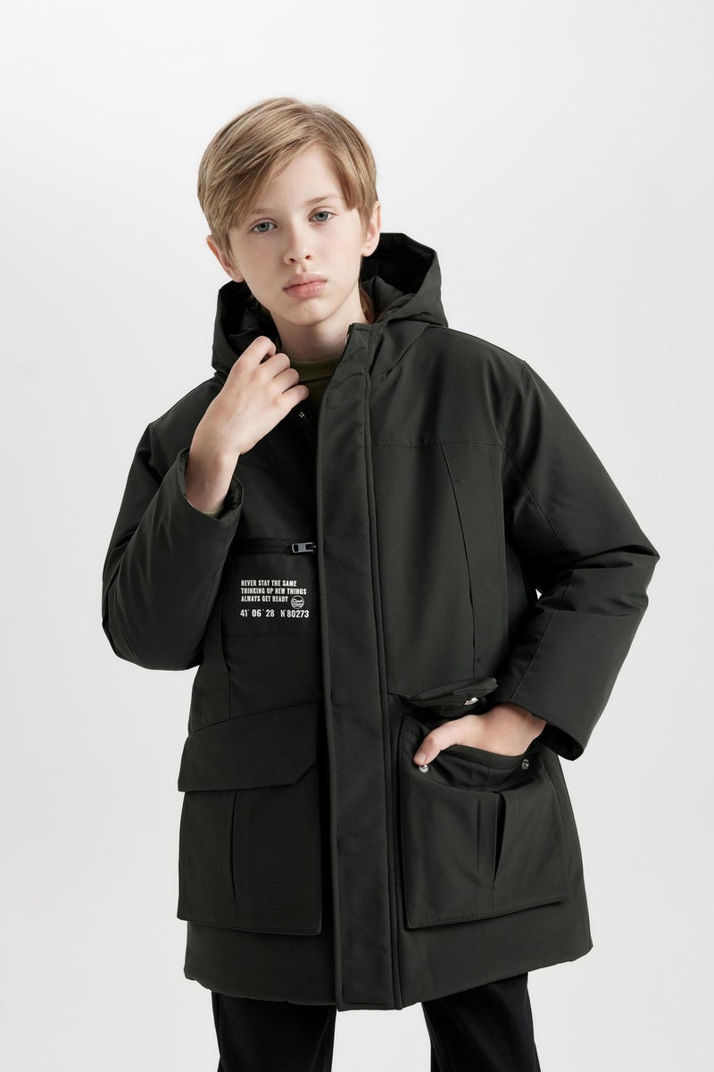 DeFacto Boy Waterproof Hooded Zippered Pocketed Puffer Jacket  - Image 4