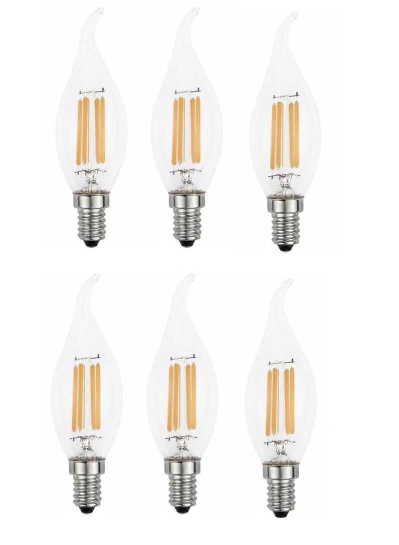 TOEFL Candelabra LED Light Bulb, Dimmable E27 Yellow 4 Watt (6Pcs) - Image 1