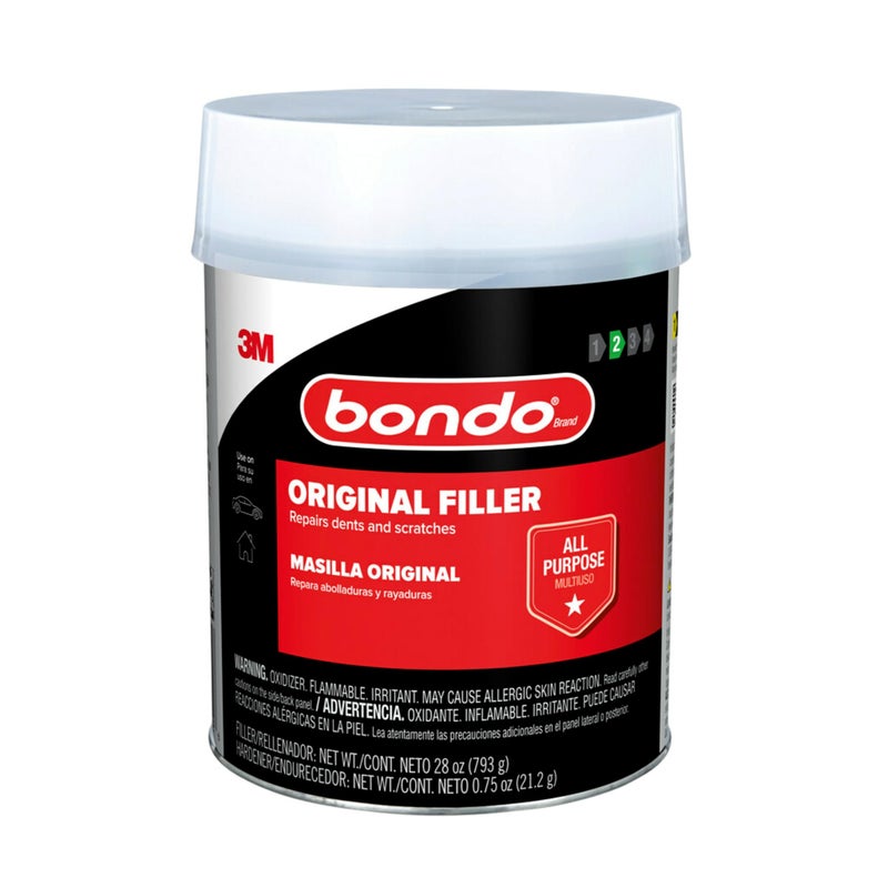 Bondo بوندو حشو الجسم، الصيغة الأصلية للإصلاح والترميم السريع والسهل لسيارتك، 00262، حشو 1.57 رطل ومصلب 0.75 أونصة، 1 علبة - Image 4