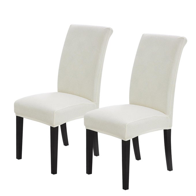 Chair Covers for Dining Room Set of 2 Dining Chair Slipcovers Stretch Dining Room Chair Covers Seat ProtectorWashable Parsons Chair Cover for HomeHotelBanquetIvory2 Pack
