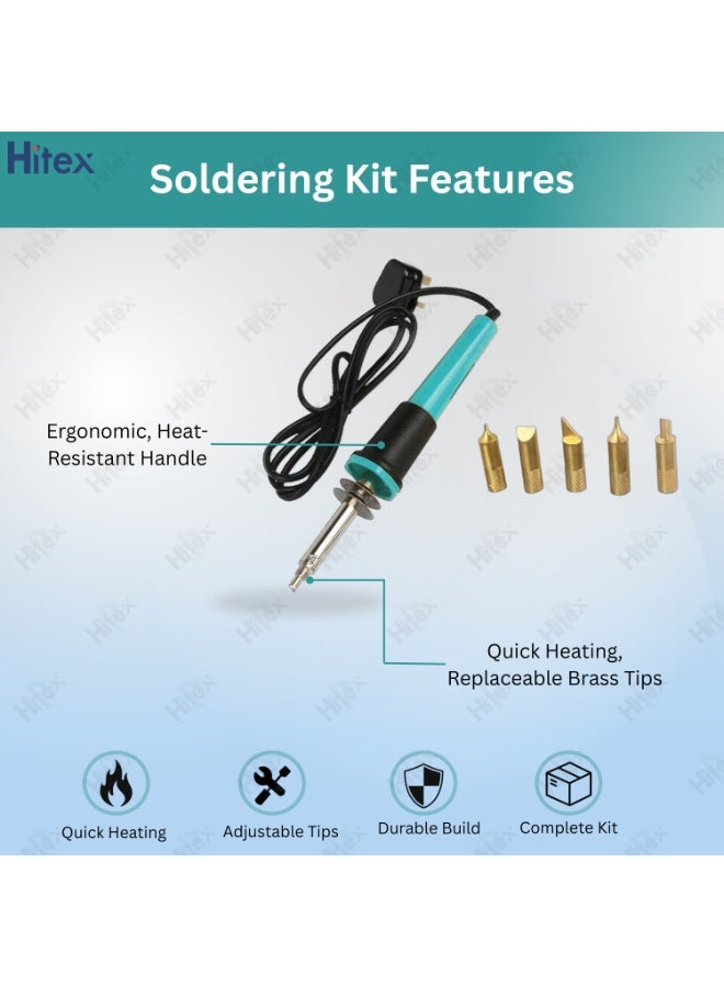 Hitex Soldering Kit Combo – Complete 8-in-1 Electric Soldering Iron Set with Adjustable Tips, Wire Cutter, Desoldering Pump, Soldering Paste, Tester, Network Wire Stripper & Solder Wire - Image 2