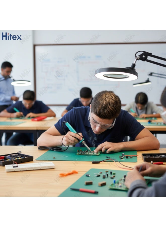 Hitex Soldering Kit Combo – Complete 8-in-1 Electric Soldering Iron Set with Adjustable Tips, Wire Cutter, Desoldering Pump, Soldering Paste, Tester, Network Wire Stripper & Solder Wire - Image 4
