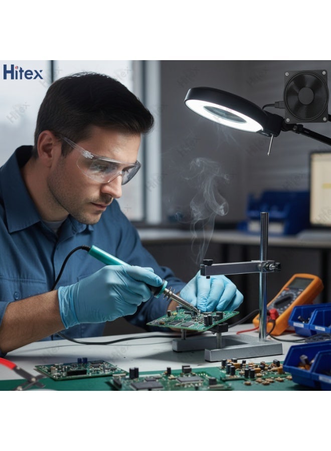 Hitex Soldering Kit Combo – Complete 8-in-1 Electric Soldering Iron Set with Adjustable Tips, Wire Cutter, Desoldering Pump, Soldering Paste, Tester, Network Wire Stripper & Solder Wire - Image 5