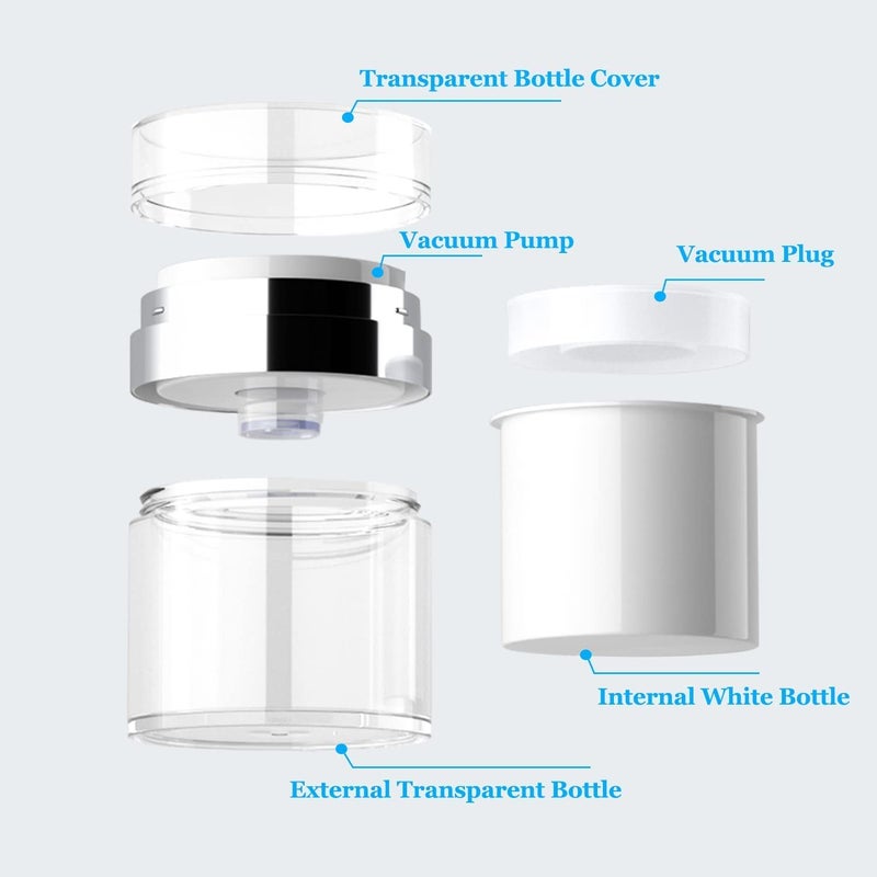 SHOPECOM SHOPECOM Press Cream Round Bottle Airless Pump Cosmetic Containers Vacuum Press Cream Jars Refillable Face Lotion Box for Lip Balms Eyeshadow Moisturizer Travel Makeup Skin 30ml Jars  - Image 4