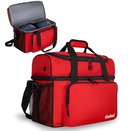 Goloni Bowling Bag for 2 Balls Bowling Ball Bag with Padded HolderFits Bowling Shoes Up to Mens 16 and Extra Essentials - Image 1