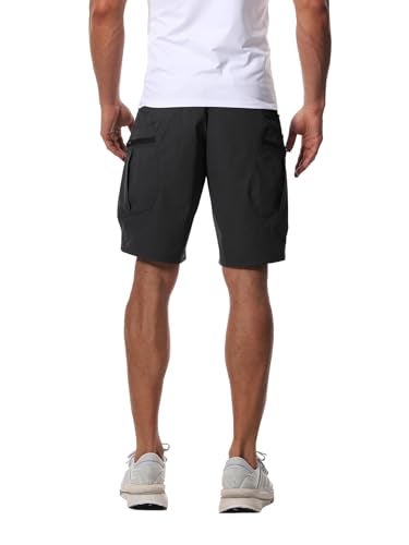 AUTIWITUA Mens Hiking Cargo Shorts Quick Dry 9 Lightweight Tactical Work Shorts with PocketsNo Belt Solid Black - Image 3