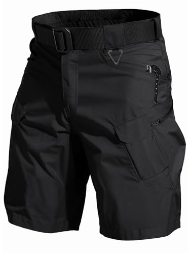 AUTIWITUA Mens Hiking Cargo Shorts Quick Dry 9 Lightweight Tactical Work Shorts with PocketsNo Belt Solid Black - Image 1