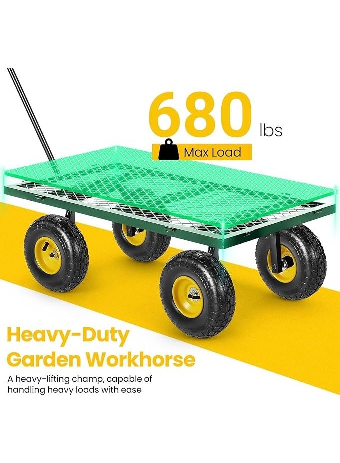 Egardenkart عربة إيغاردن كارت® الثقيلة - 360 كجم، عربة حديقة مع مقبض قابل للتعديل وجوانب قابلة للإزالة | معدنية، عربة حديقة قابلة للطي للحديقة الخارجية، الرياضة، التخييم، النزهات (معدنية، خضراء) - Image 3