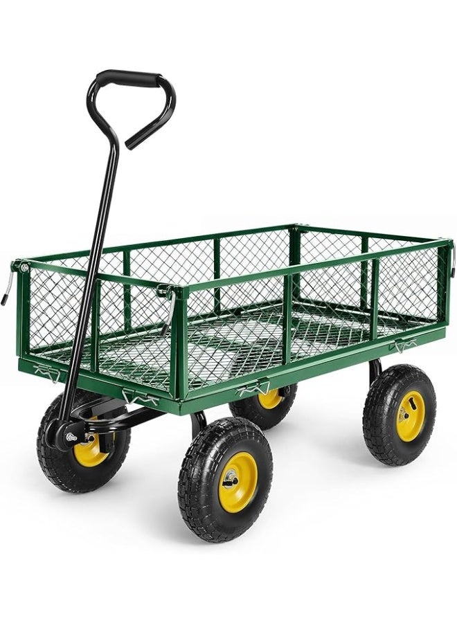 Egardenkart عربة إيغاردن كارت® الثقيلة - 360 كجم، عربة حديقة مع مقبض قابل للتعديل وجوانب قابلة للإزالة | معدنية، عربة حديقة قابلة للطي للحديقة الخارجية، الرياضة، التخييم، النزهات (معدنية، خضراء) - Image 1