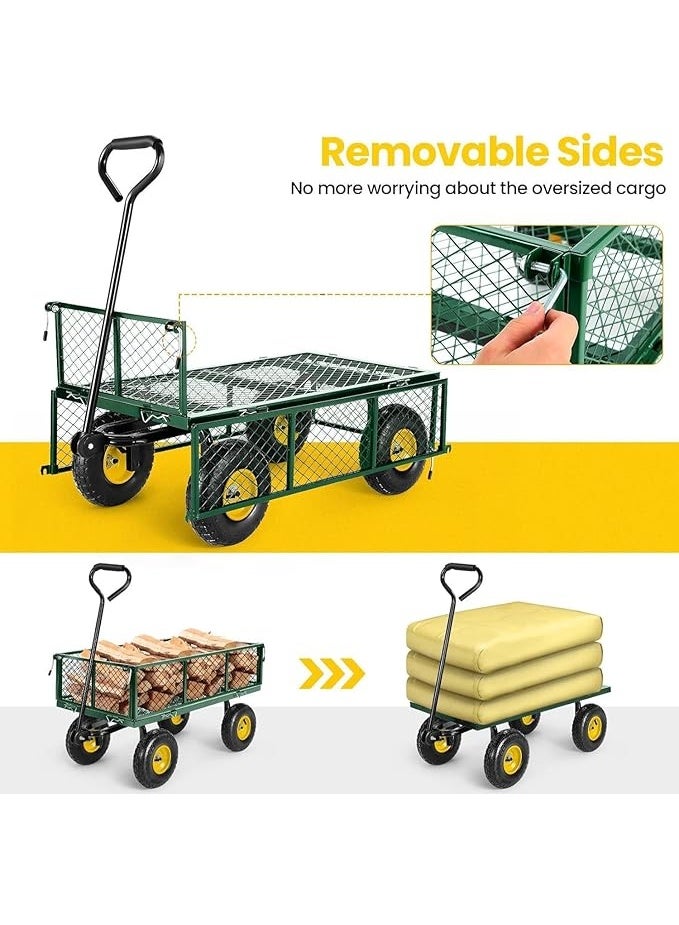 Egardenkart عربة إيغاردن كارت® الثقيلة - 360 كجم، عربة حديقة مع مقبض قابل للتعديل وجوانب قابلة للإزالة | معدنية، عربة حديقة قابلة للطي للحديقة الخارجية، الرياضة، التخييم، النزهات (معدنية، خضراء) - Image 2