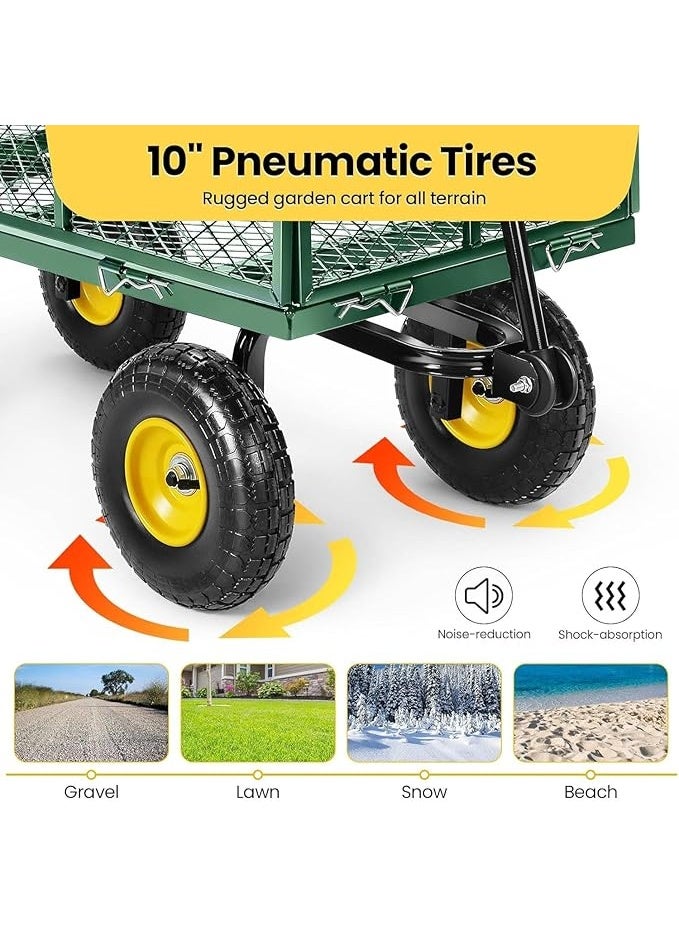 Egardenkart عربة إيغاردن كارت® الثقيلة - 360 كجم، عربة حديقة مع مقبض قابل للتعديل وجوانب قابلة للإزالة | معدنية، عربة حديقة قابلة للطي للحديقة الخارجية، الرياضة، التخييم، النزهات (معدنية، خضراء) - Image 4