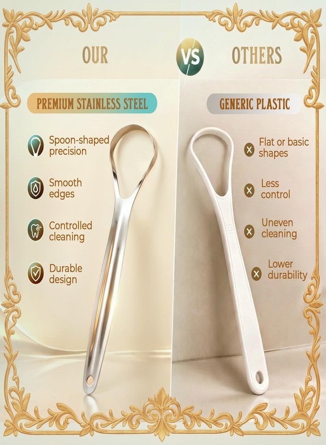 MasterMedi Tongue Cleaner for Adults, 100% Stainless Steel for Bad Breath, Easy to Use, Tongue Cleaner for Oral Care (Pack of 2 with 2 Cases) - Image 4