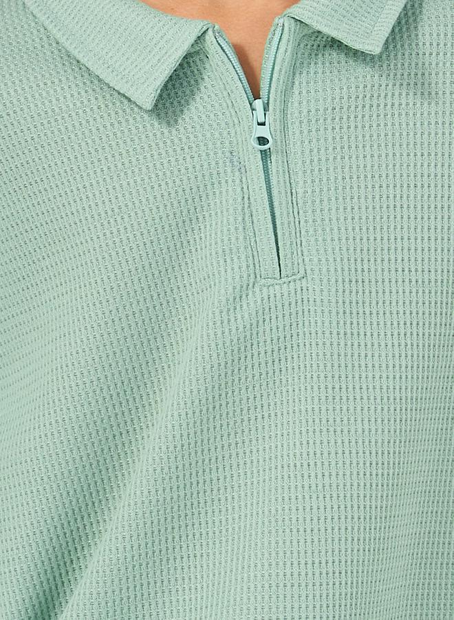 Styli Textured Knit Polo T-Shirt and Shorts Set - Image 3