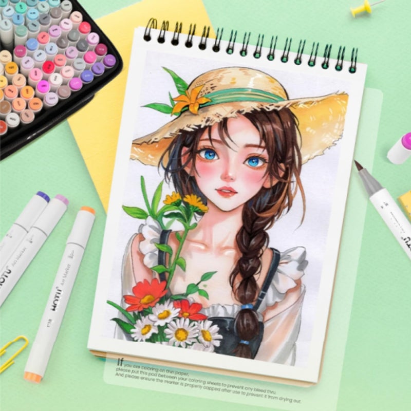 HOTU Alcohol Markers Brush and Fine Tip 120 Colors Dual Tips Art Marker Set Alcohol-based Sketch Pens with Carrying Case, Non-Bleeding Pad for Art Enthusiast Adults Coloring Illustration - Image 3