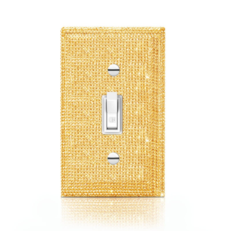 Gaocai Silver Shiny Gold Light Switch Cover Gold Rhinestones Wall Plates Light Switch Cover Plate Decorative Switch Covers Wall Plate