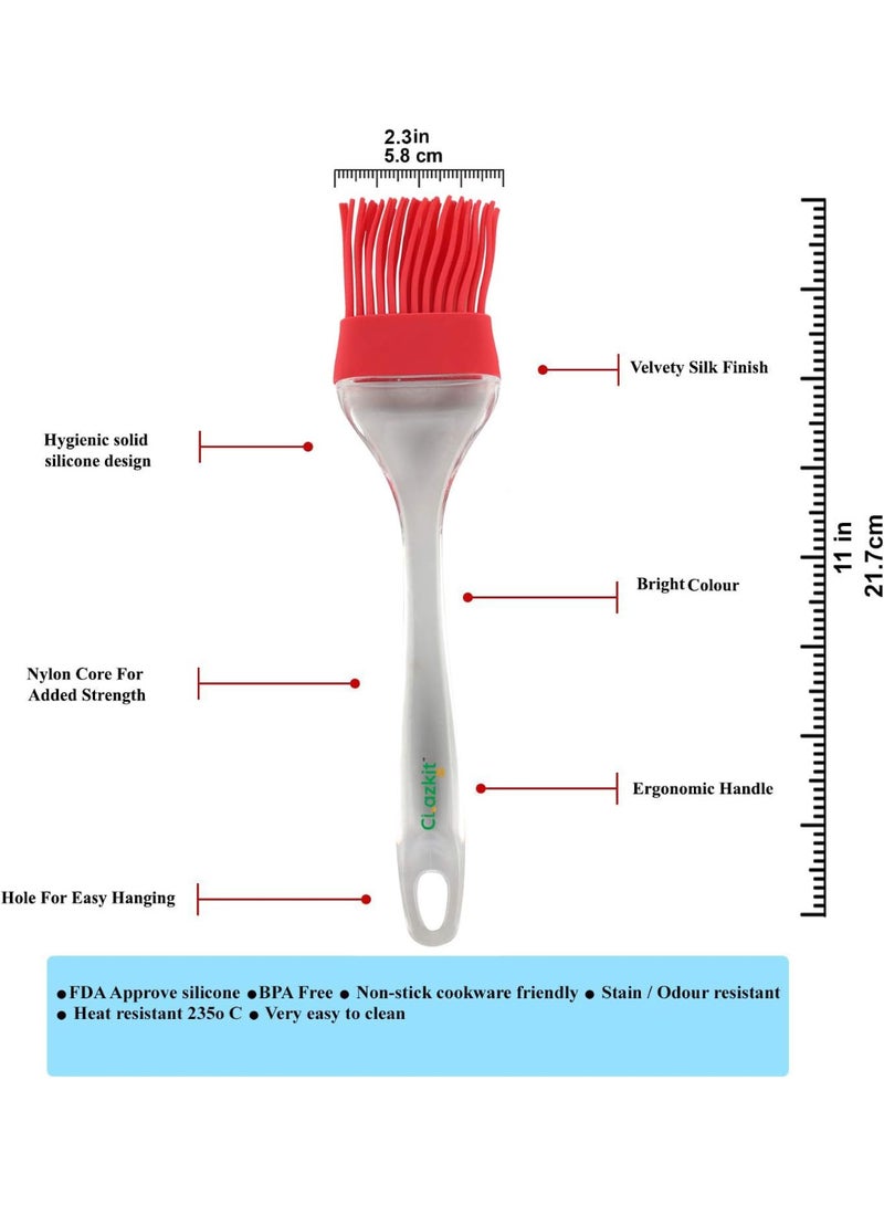 Clazkit Silicone Brush and Spatula Set, 2-Pieces, Red YH1109 - Image 3
