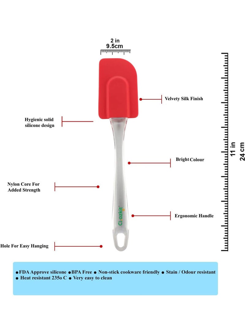 Clazkit Silicone Brush and Spatula Set, 2-Pieces, Red YH1109 - Image 2