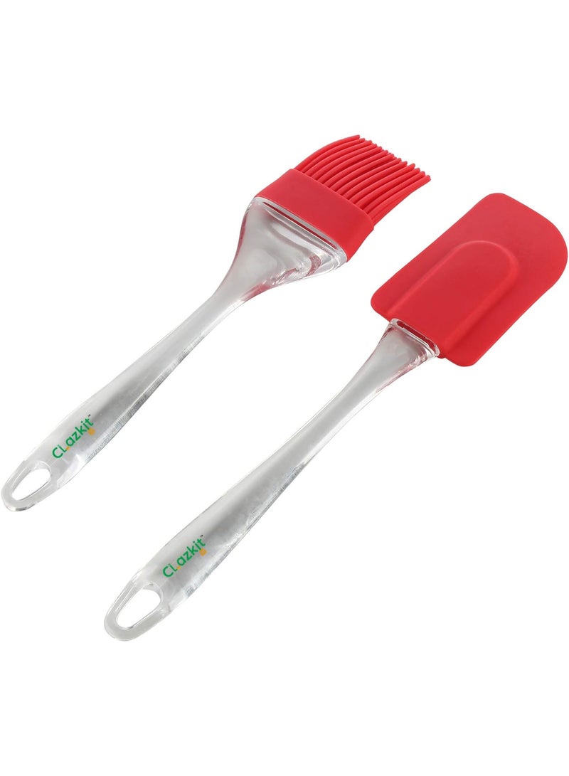 Clazkit Silicone Brush and Spatula Set, 2-Pieces, Red YH1109 - Image 1