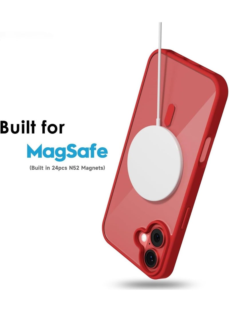 ACLIX Clear Magnetic Case for iPhone 16 Plus [Shockproof & Slim] Transparent Clear Hard Back Cover with high-Grade Protection | Red - Image 4