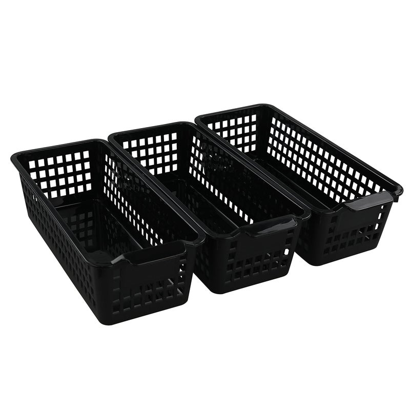 Begale Small Plastic Storage Baskets, Black, 11.6"L x 5"W x 3.4"H, Set of 6 - Image 1