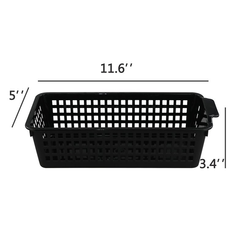 Begale Small Plastic Storage Baskets, Black, 11.6"L x 5"W x 3.4"H, Set of 6 - Image 2