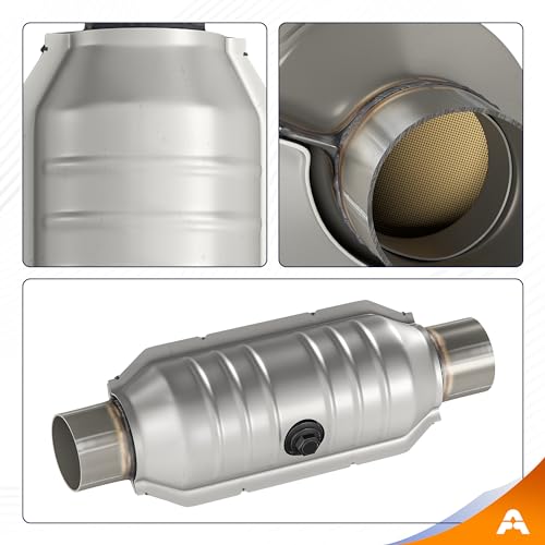 ASOPARTS 3" Universal Catalytic Converter, 3" Inlet/Outle Cat Converter with Heat Shield and O2 Port - Image 3