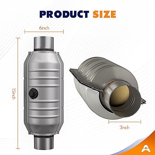 ASOPARTS 3" Universal Catalytic Converter, 3" Inlet/Outle Cat Converter with Heat Shield and O2 Port - Image 5