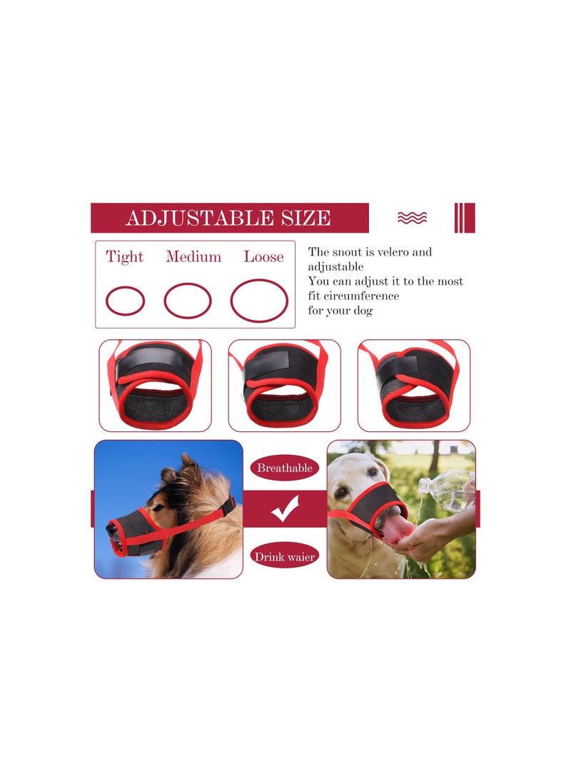 Generic Soft Nylon Dog Muzzle with Breathable Mesh Fabric and Adjustable Strap, 4-Piece Set (Red & Black) for Small to Medium Dogs - Anti-Biting, Barking, and Chewing Mouth Guard.  - Image 4