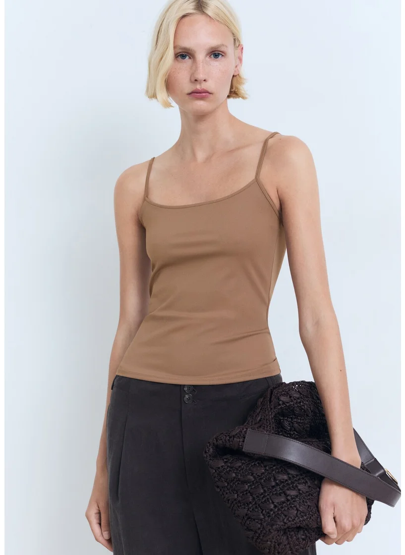 MANGO Spaghetti Strap Top