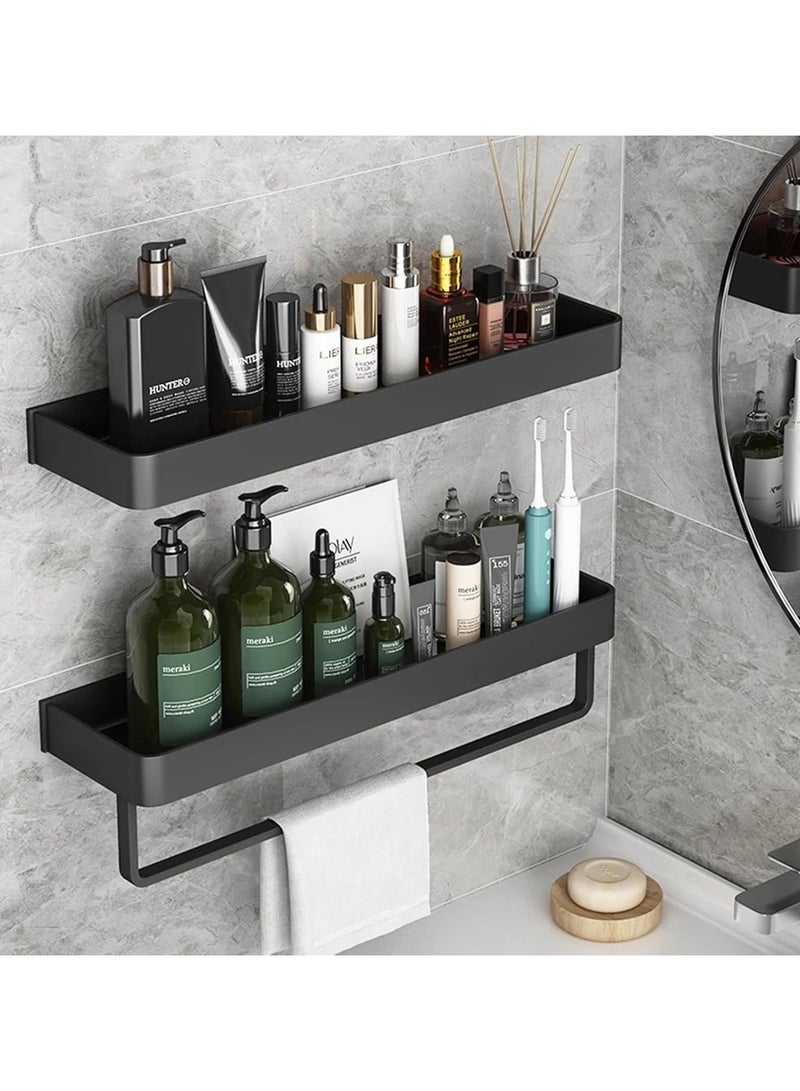 عام حاملة دش مكونة من قطعتين، رف دش حمام أسود، منظم أرفف دش مع عمود منشفة، حمام، منظم دش مطبخ - Image 3