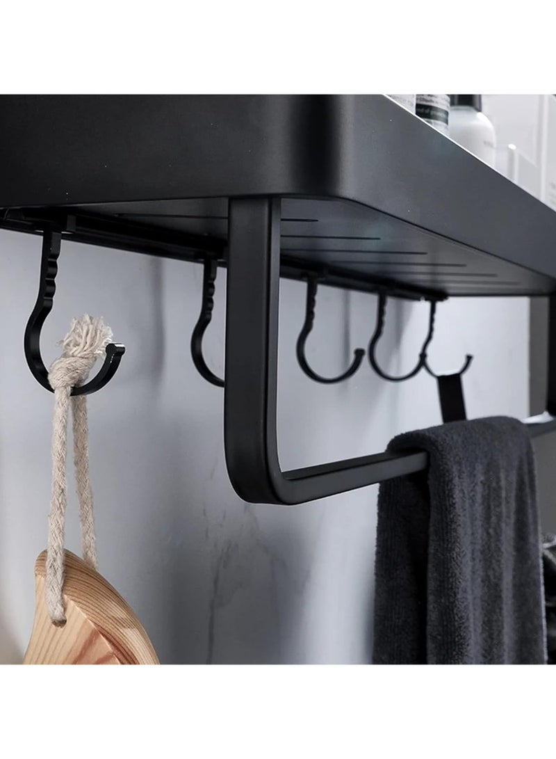 عام حاملة دش مكونة من قطعتين، رف دش حمام أسود، منظم أرفف دش مع عمود منشفة، حمام، منظم دش مطبخ - Image 4