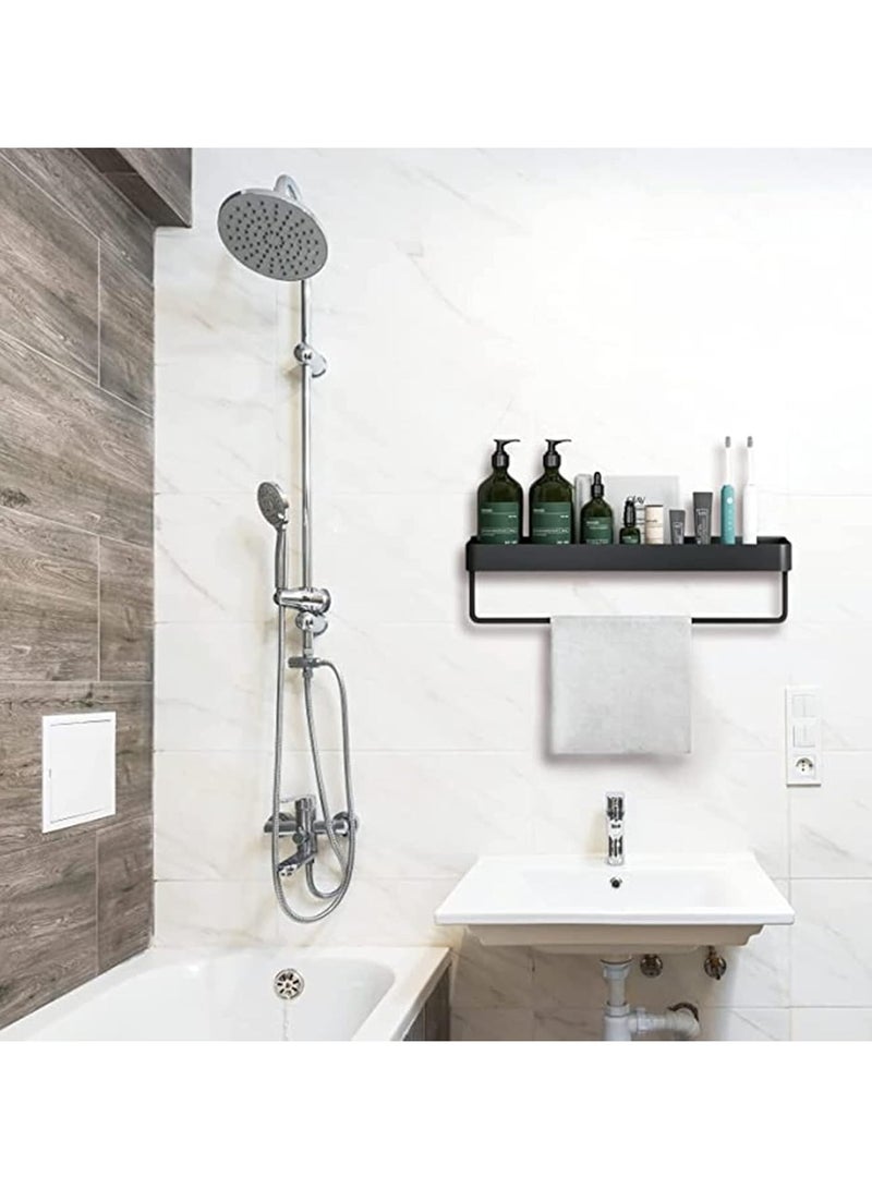 عام حاملة دش مكونة من قطعتين، رف دش حمام أسود، منظم أرفف دش مع عمود منشفة، حمام، منظم دش مطبخ - Image 5